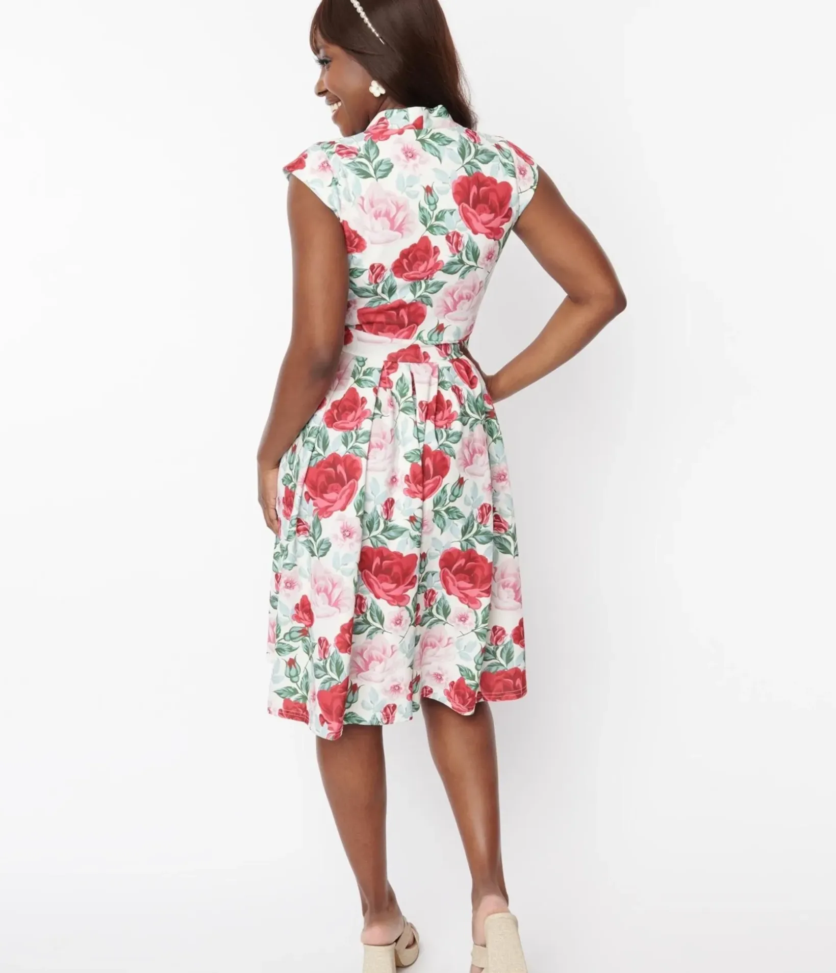 Unique Vintage Swing|Everyday Dresses>Cream & Roses Eva Swing Dress