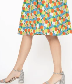 Unique Vintage Heels|Sandals>Dark Navy & White Stripe Textile Heel Sandals