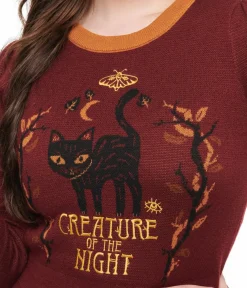 Unique Vintage Sweaters & Cardigans>Disney Hocus Pocus Collection by Burgundy Binx Hocus Pocus Embroidered Sweater