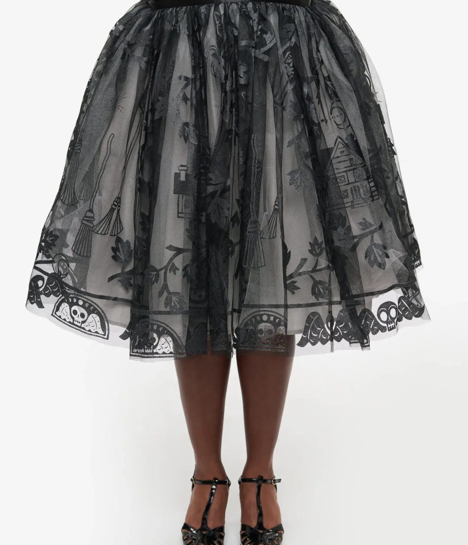 Unique Vintage Skirts|Skirts>Disney Hocus Pocus Collection by Plus Size Black Hocus Pocus Glitter Tulle Flare Skirt