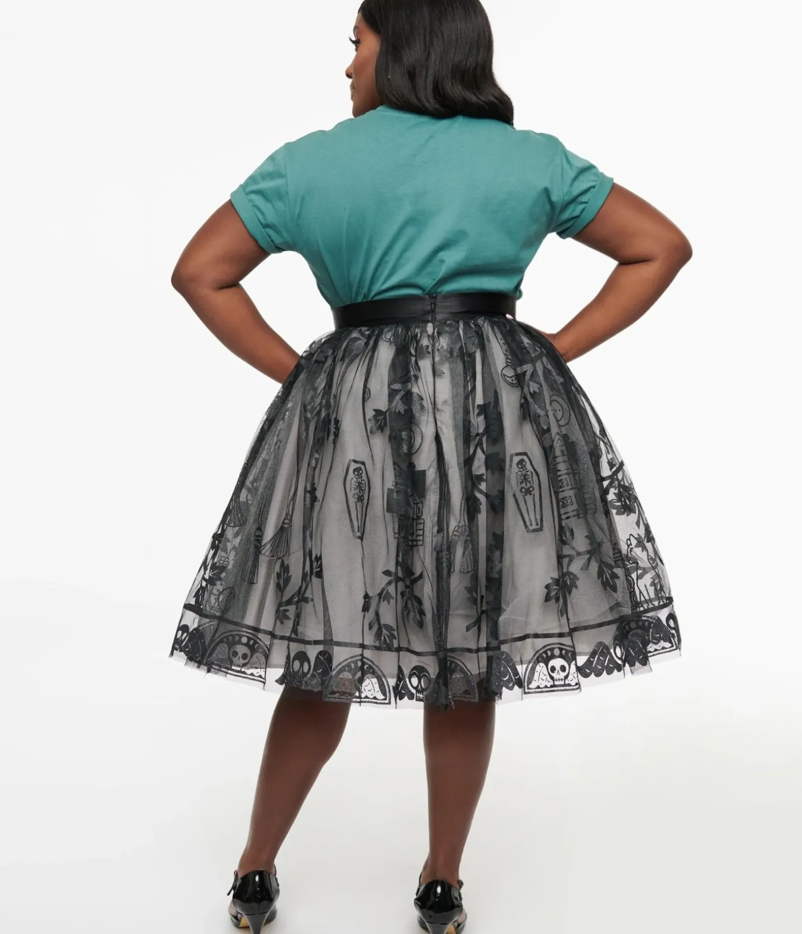 Unique Vintage Skirts|Skirts>Disney Hocus Pocus Collection by Plus Size Black Hocus Pocus Glitter Tulle Flare Skirt