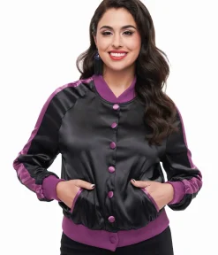 Unique Vintage Coats & Jackets|All Things Black>Disney Hocus Pocus Collection by Purple & Black Hocus Pocus Spell Bomber Jacket