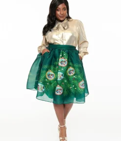Unique Vintage Skirts|Skirts>Disney Holiday Collection by Plus Size Light Up Green Mickey & Minnie Christmas Tree Ballerina Skirt