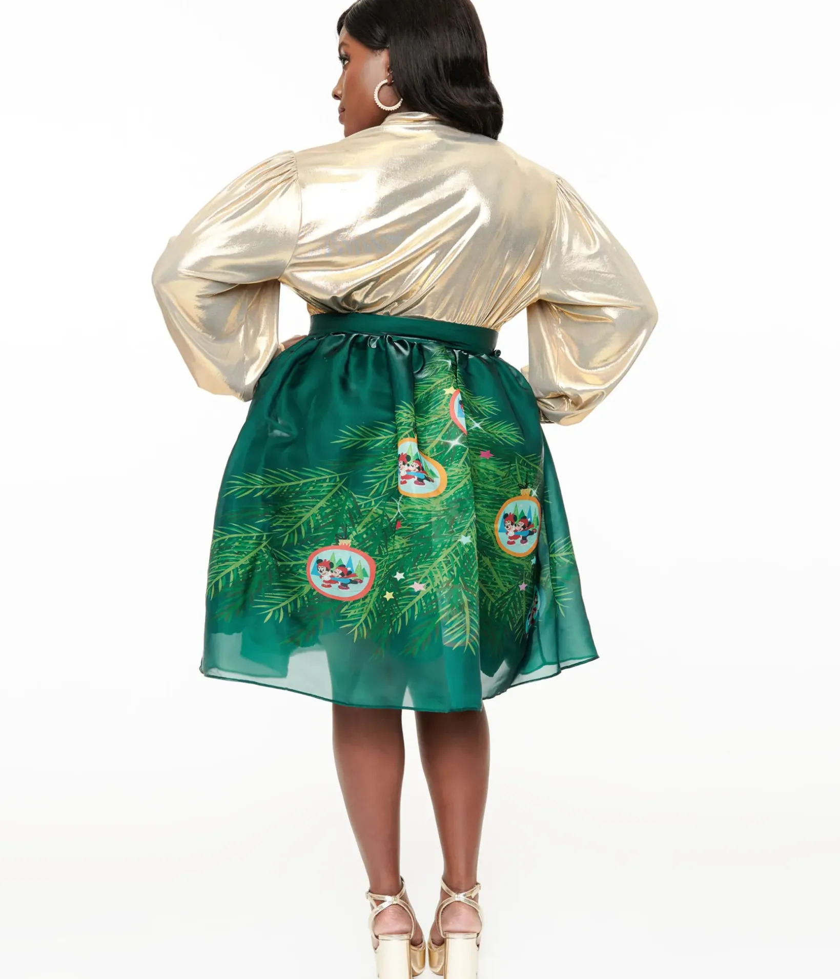 Unique Vintage Skirts|Skirts>Disney Holiday Collection by Plus Size Light Up Green Mickey & Minnie Christmas Tree Ballerina Skirt