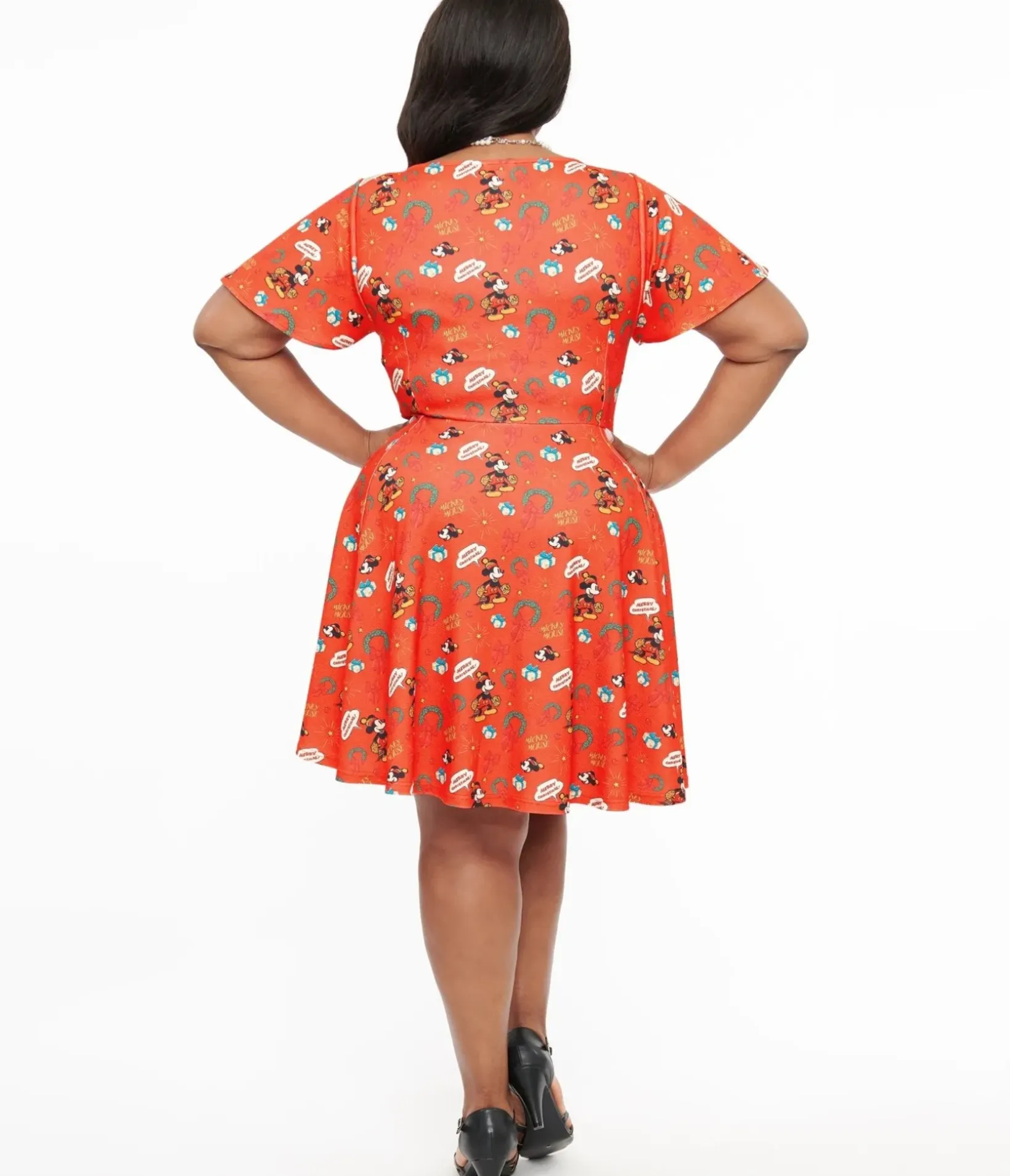 Unique Vintage Fit & Flare|Fit & Flare>Disney Holiday Collection by Plus Size Mickey Christmas Fit & Flare Dress