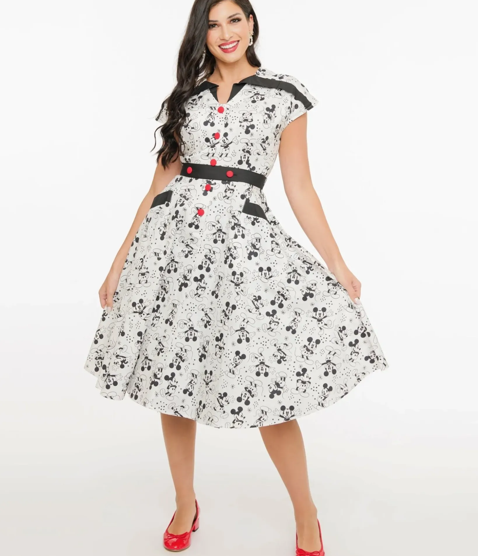 Unique Vintage Swing|Pocket Dresses>Disney Mickey & Friends Collection by Mickey Mouse Hedda Swing Dress