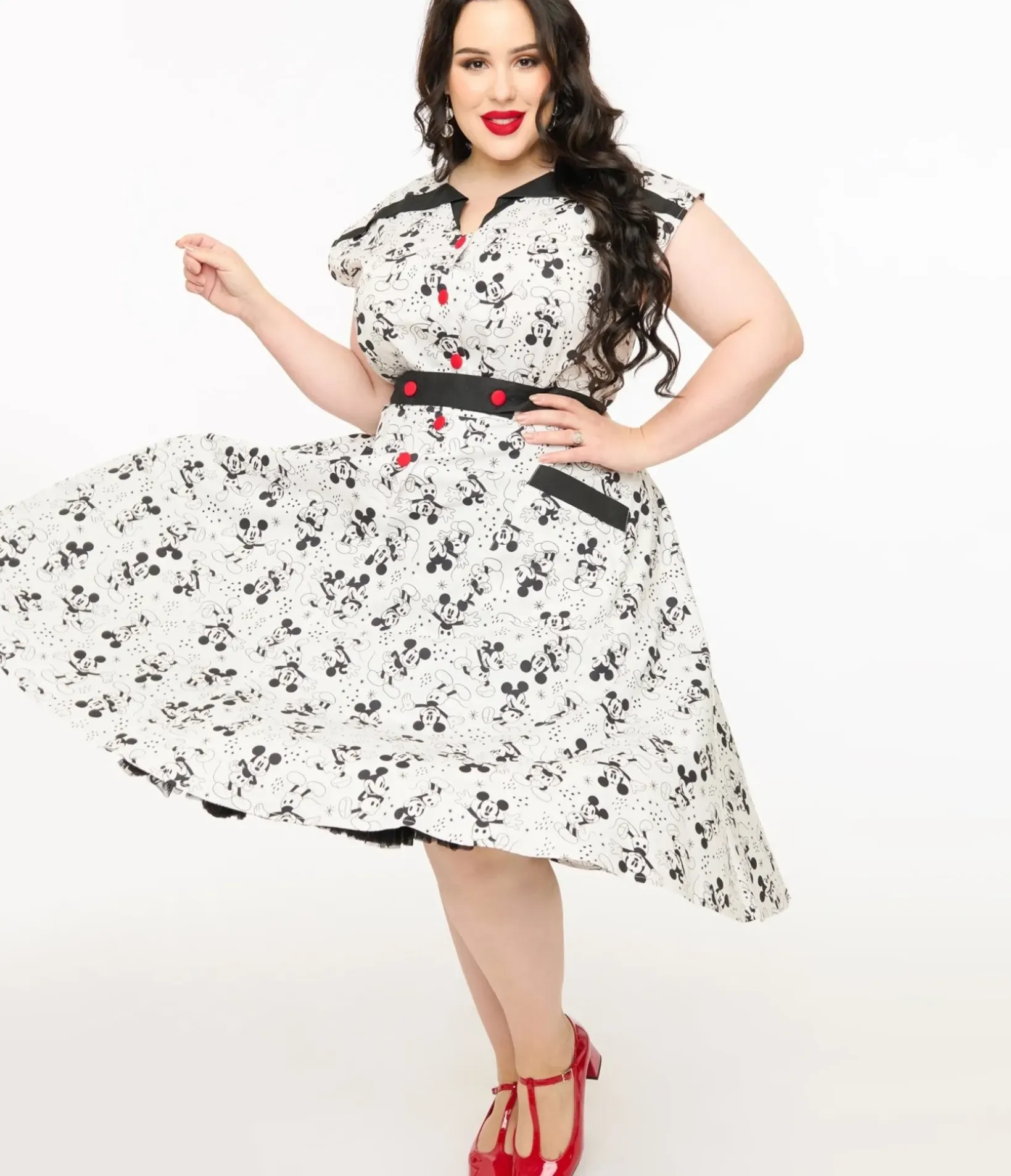 Unique Vintage Swing|Pocket Dresses>Disney Mickey & Friends Collection by Plus Size Mickey Mouse Hedda Swing Dress