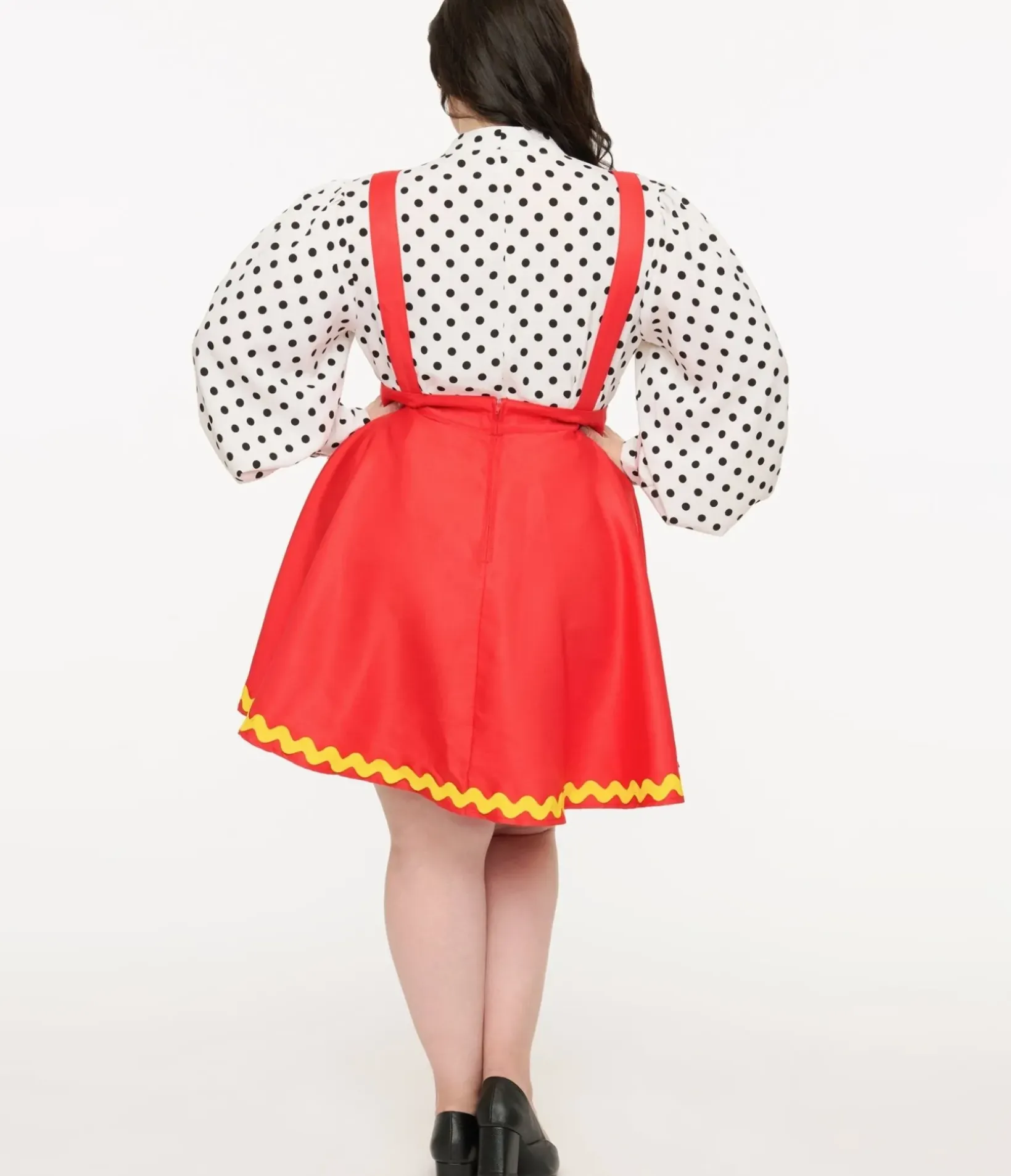 Unique Vintage Skirts|Skirts>Disney Mickey & Friends Collection by Plus Size Red Mickey Face Pinafore