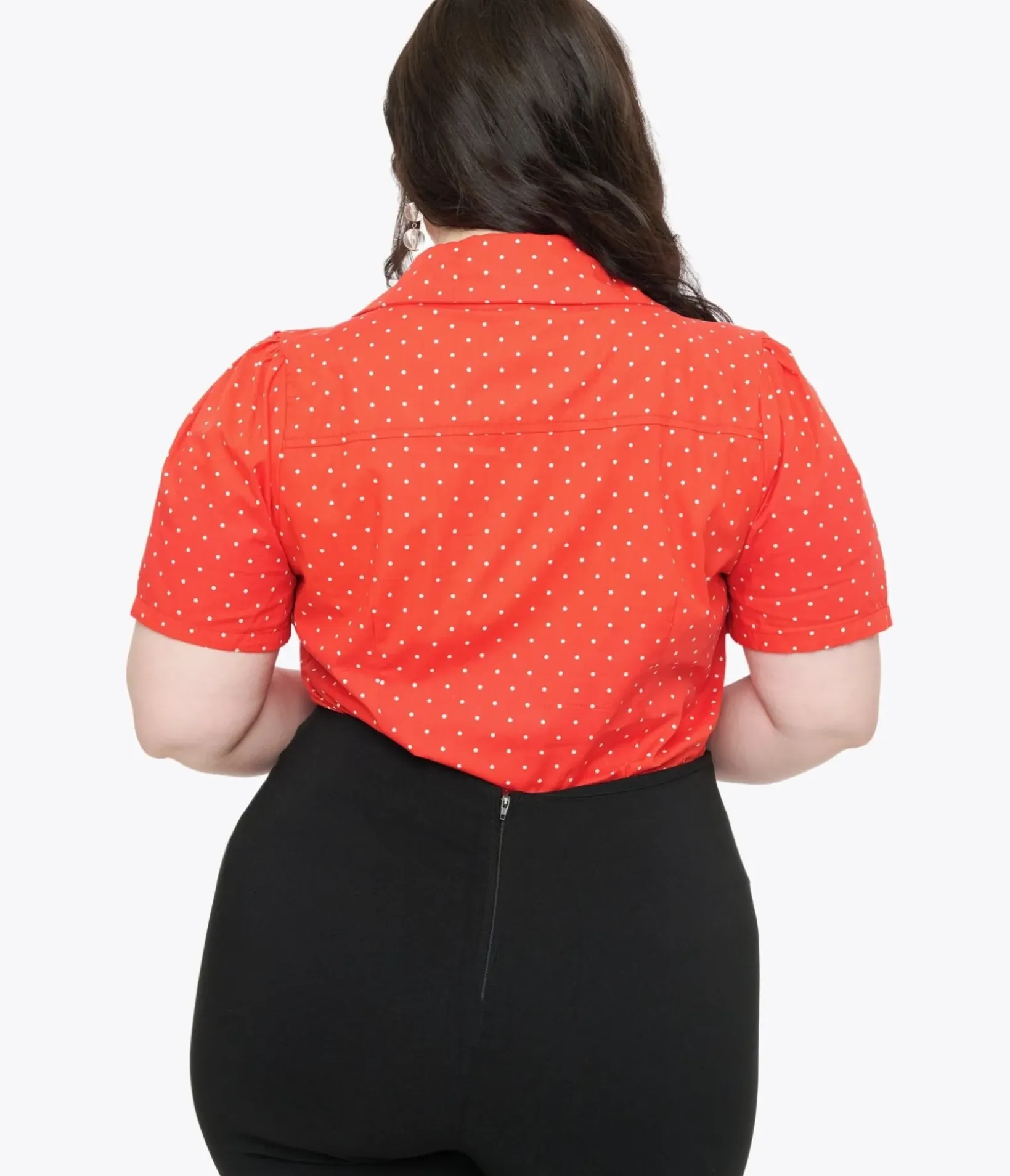 Unique Vintage Blouses|Blouses>Disney Mickey & Friends Collection by Plus Size White Minnie Mouse Stamp Print Gwen Blouse