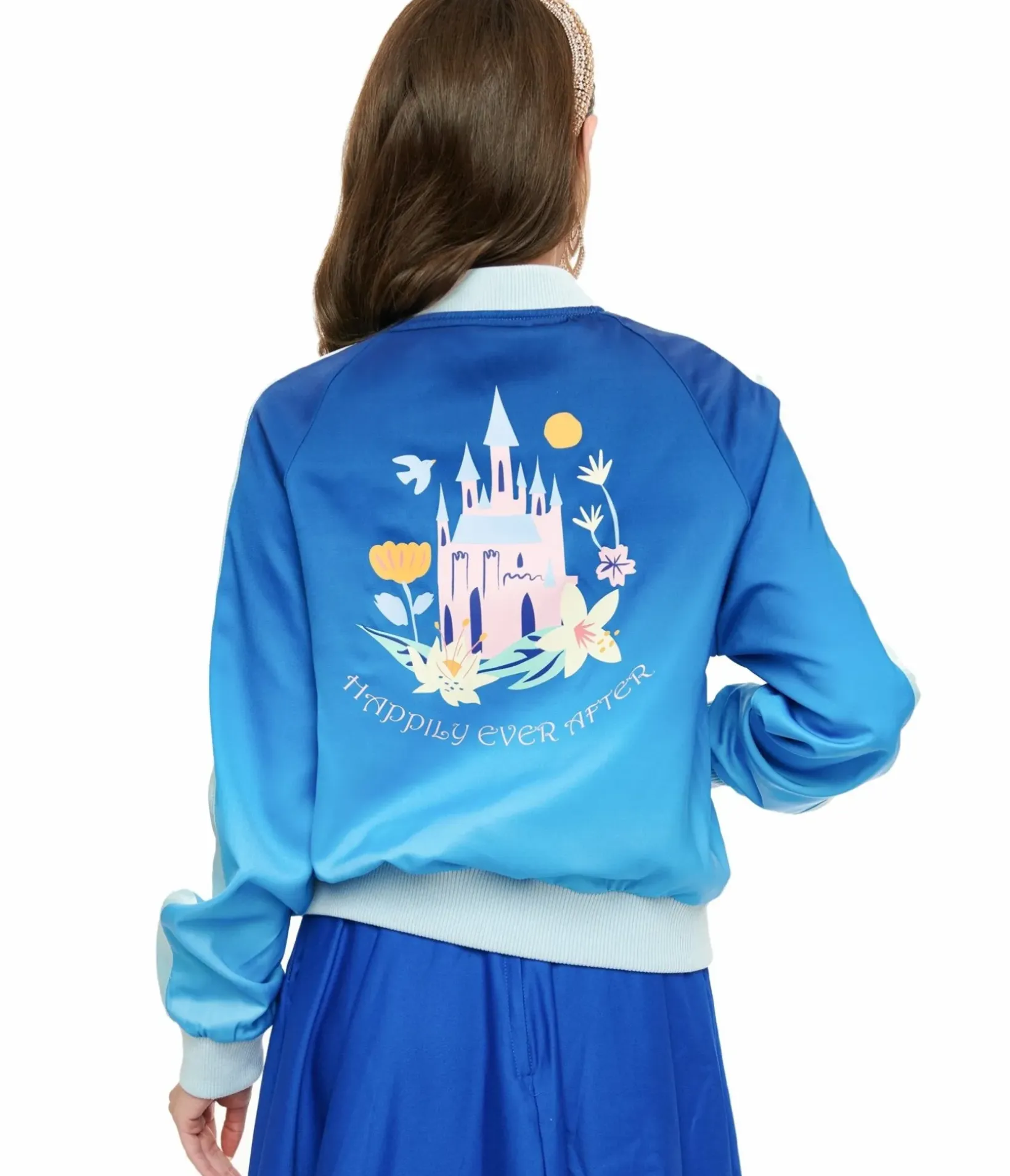 Unique Vintage Coats & Jackets|Disney Bounding>Disney Princess collection by Cinderella Blue Ombre Long Sleeve Bomber Jacket