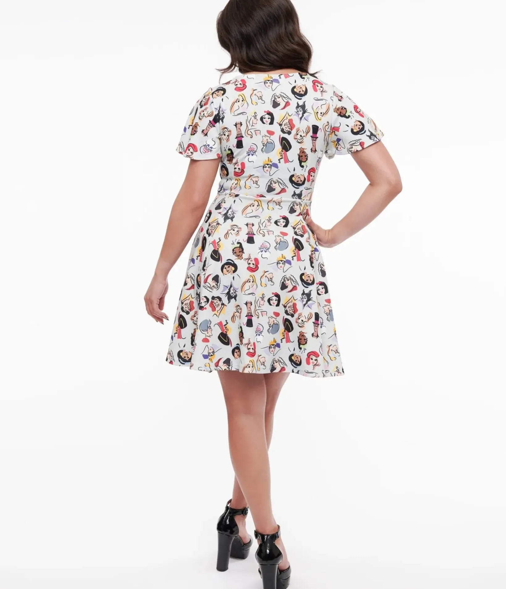 Unique Vintage Fit & Flare|Everyday Dresses>Disney Princess Collection by Grey Princess & Villain All Over Print Fit & Flare Dress