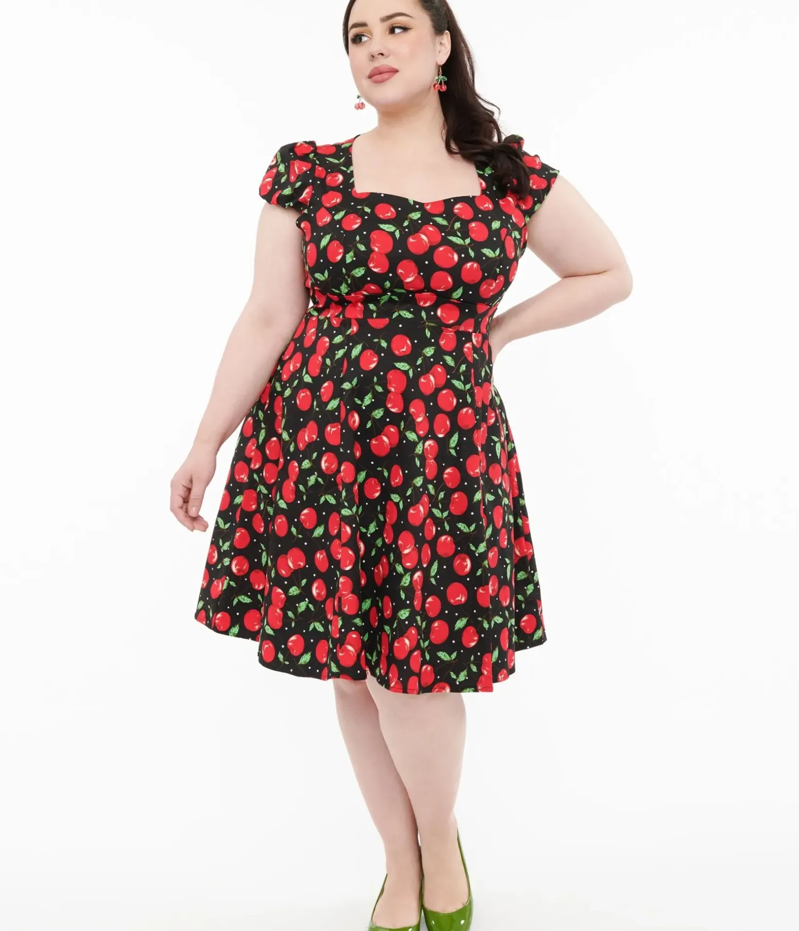 Unique Vintage Swing|Pocket Dresses>Dolly & Dotty 1950s Black Cherry Swing Dress