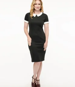 Unique Vintage Pencil|Pencil>Dolly & Dotty 1950s Black & White Toni Wiggle Dress