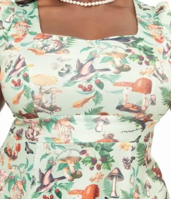 Unique Vintage Swing|Swing>Dolly & Dotty 1950s Green Forest Print Claudia Swing Dress