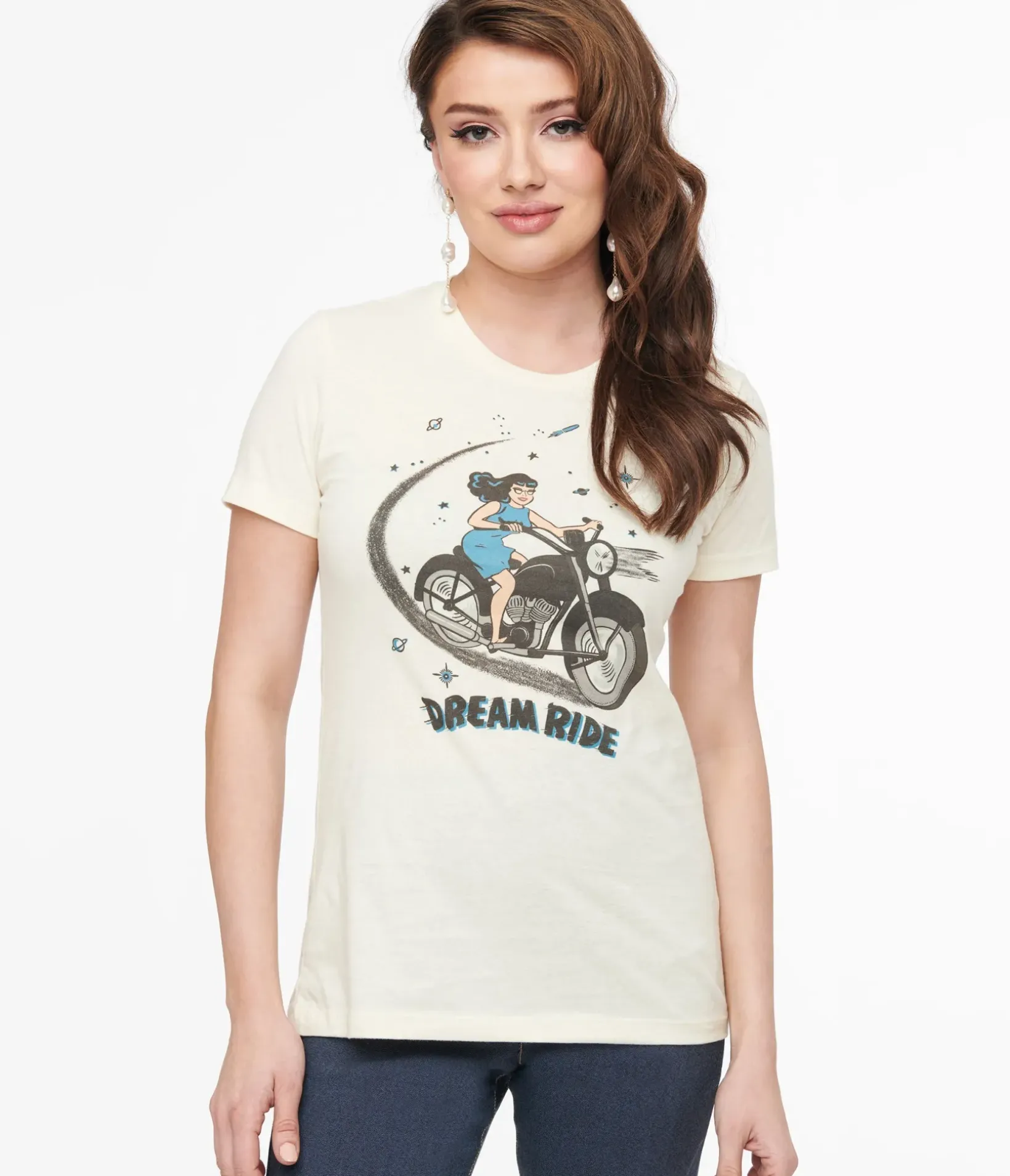 Unique Vintage Graphic Tees>Dream Ride Cotton Fitted Graphic Tee