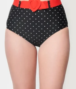 Unique Vintage Swim Bottoms>Emily The Strange x Black Pin Dot Swim Bottoms