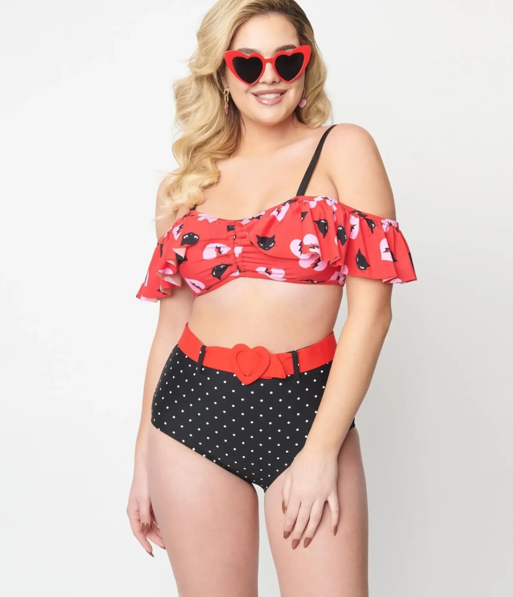 Unique Vintage Swim Bottoms>Emily The Strange x Black Pin Dot Swim Bottoms