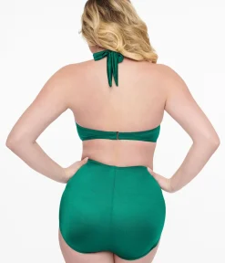 Unique Vintage Two Piece Swim|Two Piece Swim>Esther Williams 1950s Dark Green Two Piece Bikini Set