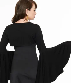 Unique Vintage All Things Black>Foxblood Black Bell Sleeve Bolero