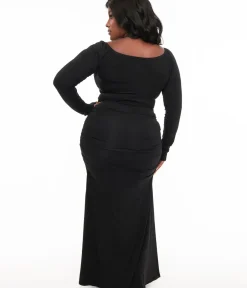Unique Vintage Maxi|Midi & Maxi>Foxblood Black Morticia Maxi Dress