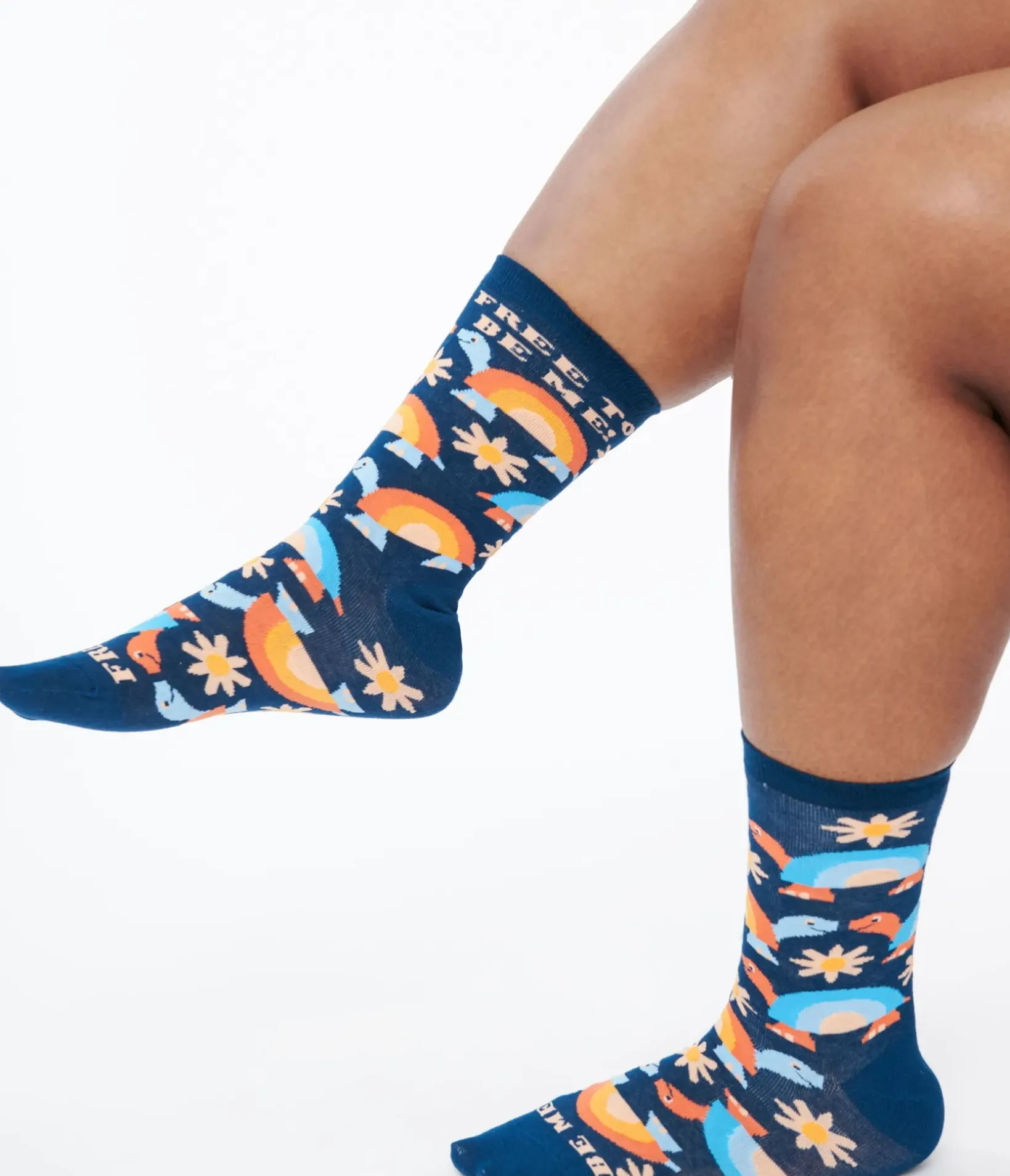 Unique Vintage Pride|Stockings & Tights>Free to Be Me Rainbow Crew Socks