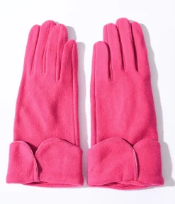 Unique Vintage Gloves & Scarves>Fuchsia Scallop Cuffed Gloves