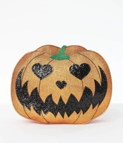 Unique Vintage Halloween|Novelty Bags>Glitter Jack O Lantern Backpack