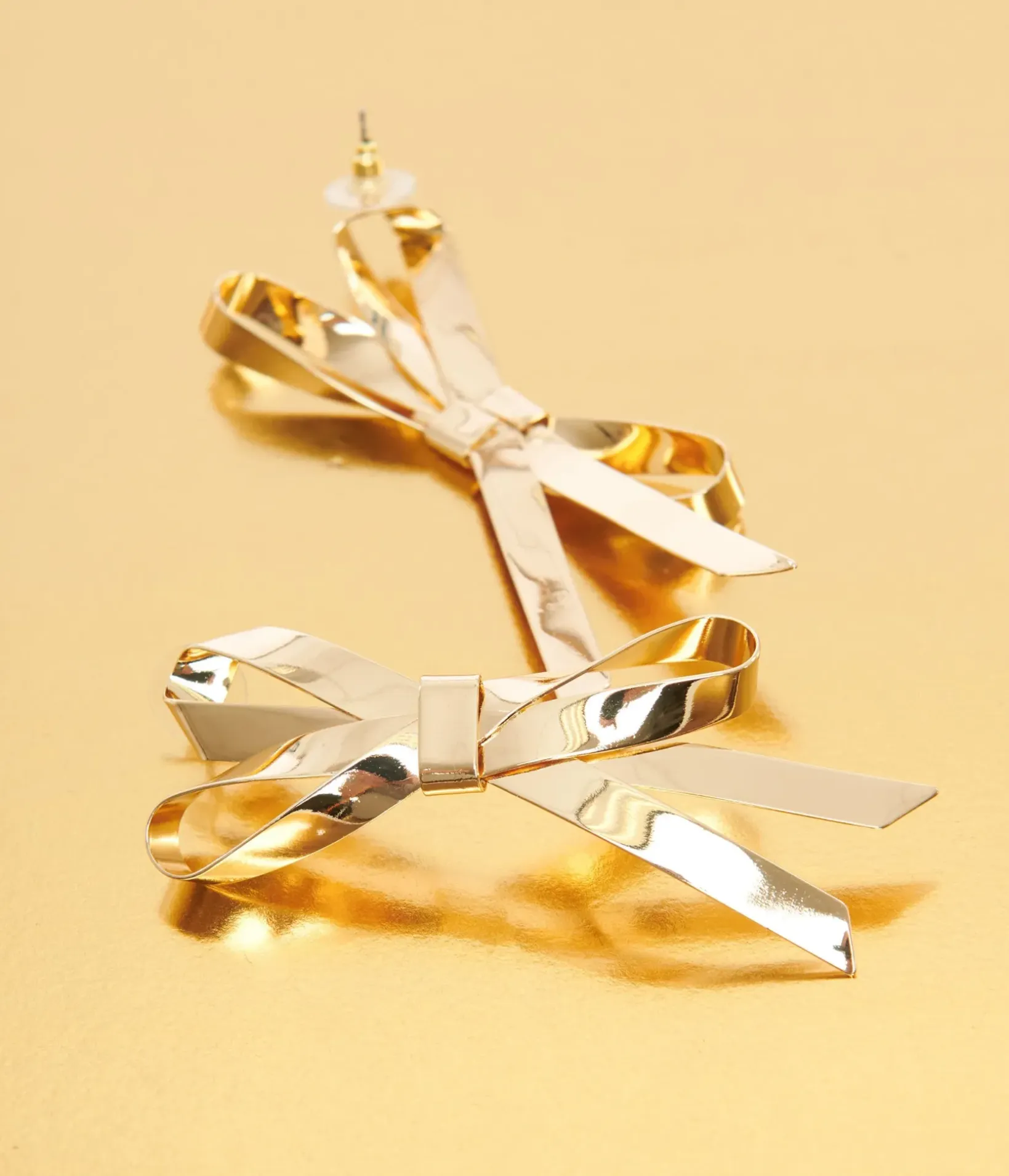 Unique Vintage Earrings>Gold Bow Drop Earrings