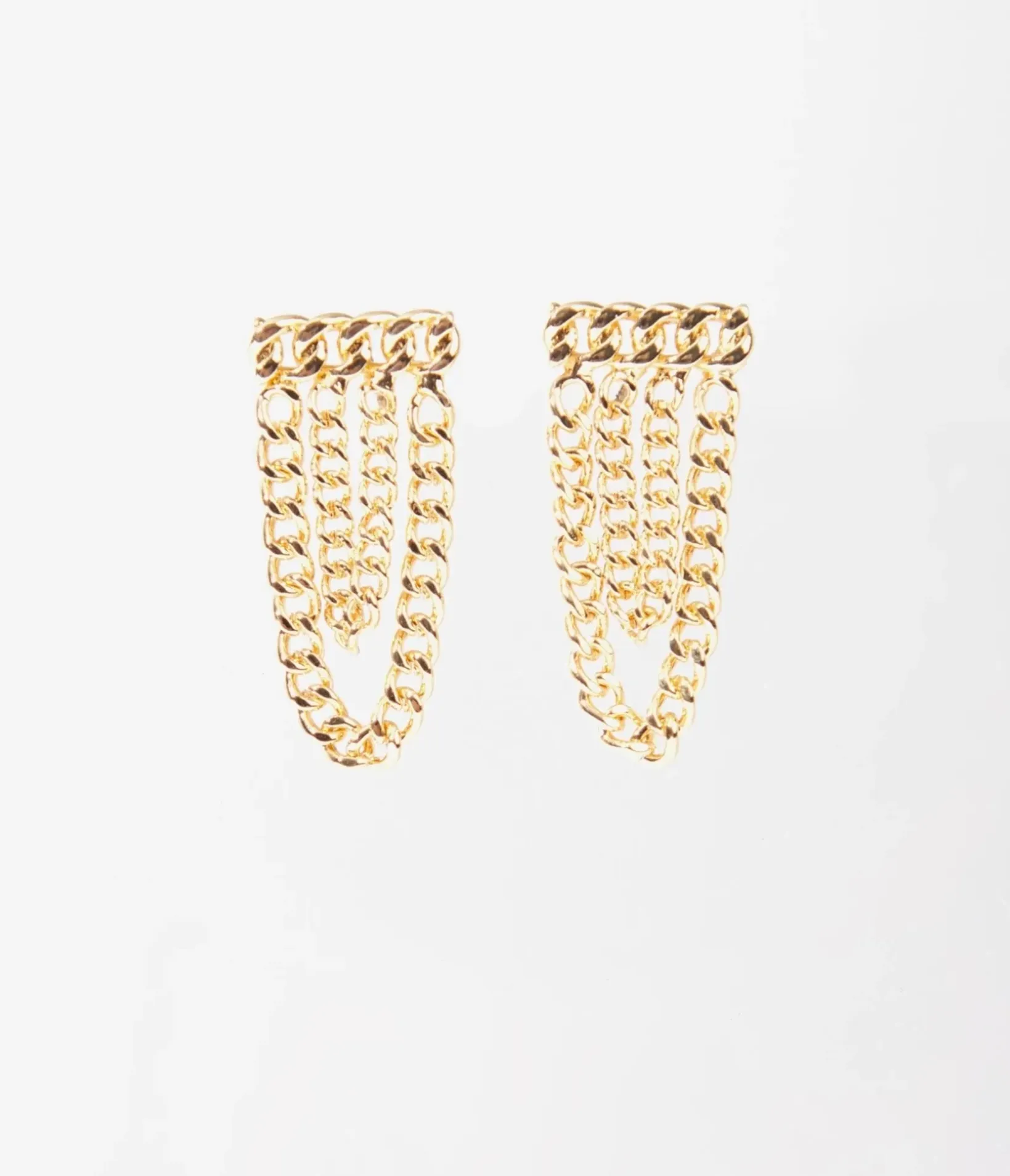 Unique Vintage Special Occasion|Concert & Festivals>Gold Curb Chain Link Earrings