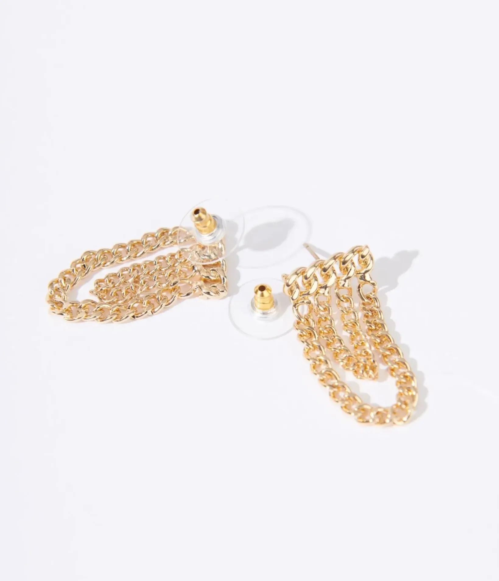 Unique Vintage Special Occasion|Concert & Festivals>Gold Curb Chain Link Earrings