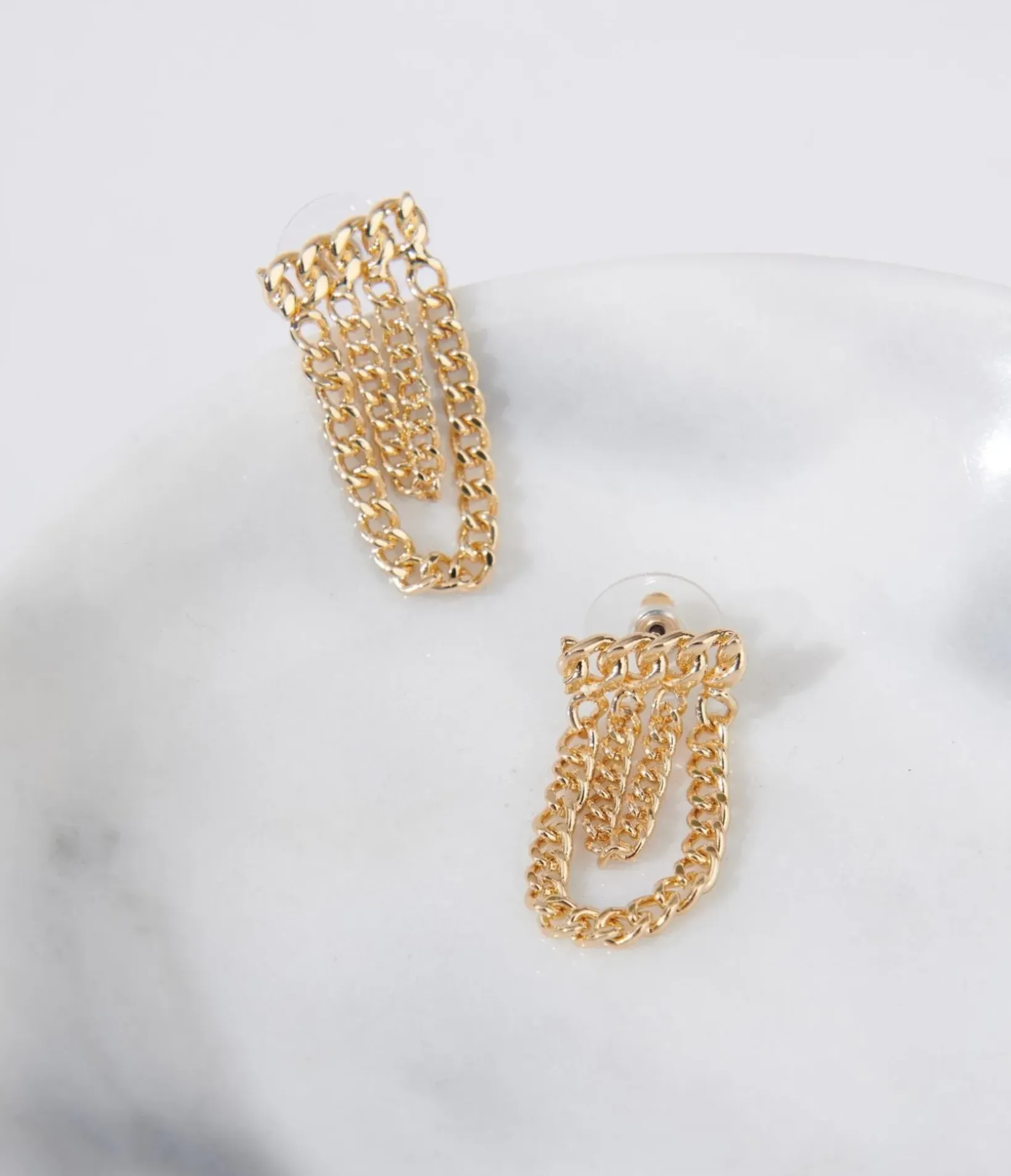 Unique Vintage Special Occasion|Concert & Festivals>Gold Curb Chain Link Earrings
