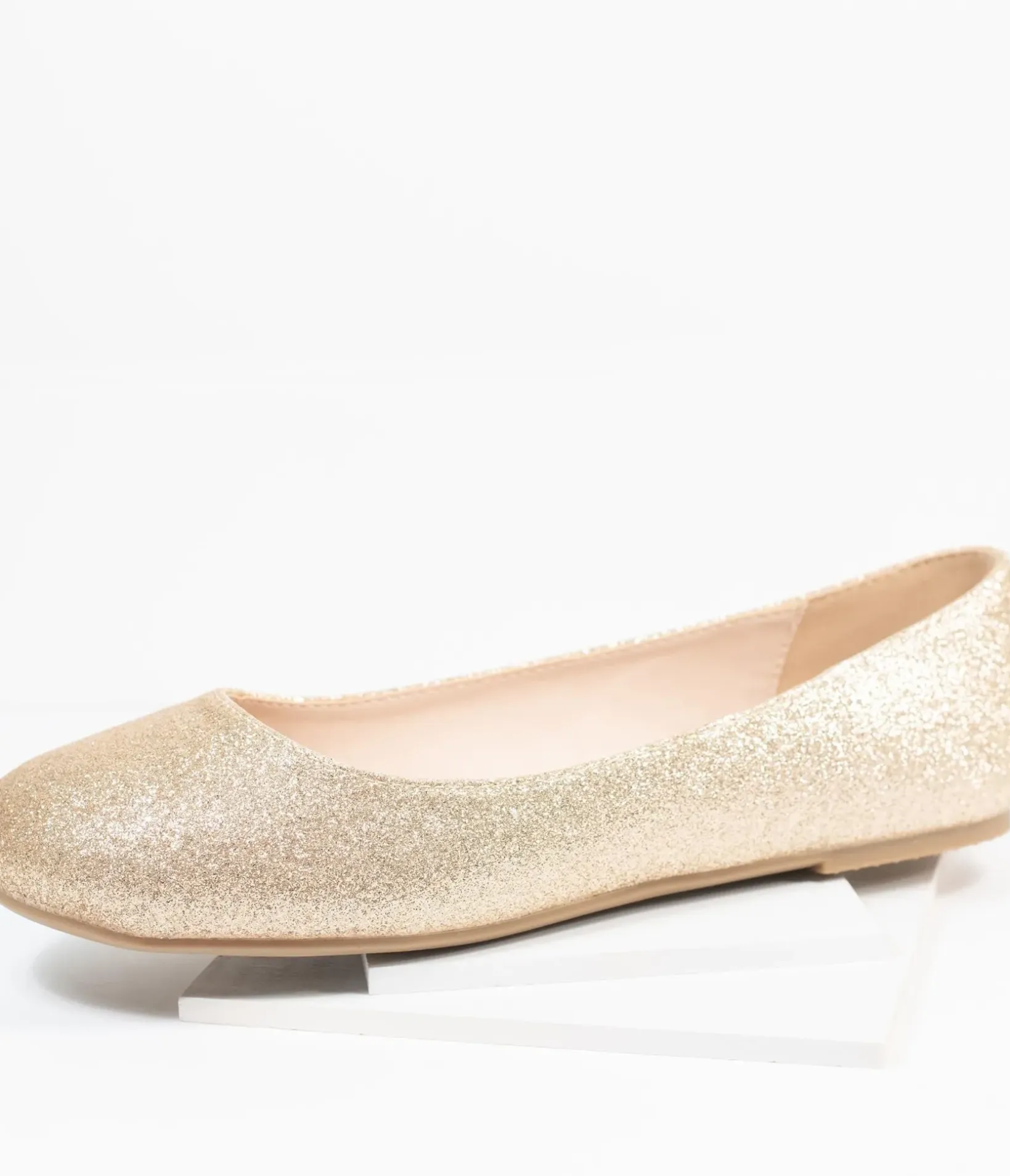 Unique Vintage Flats>Golden Glitter Ballet Flats