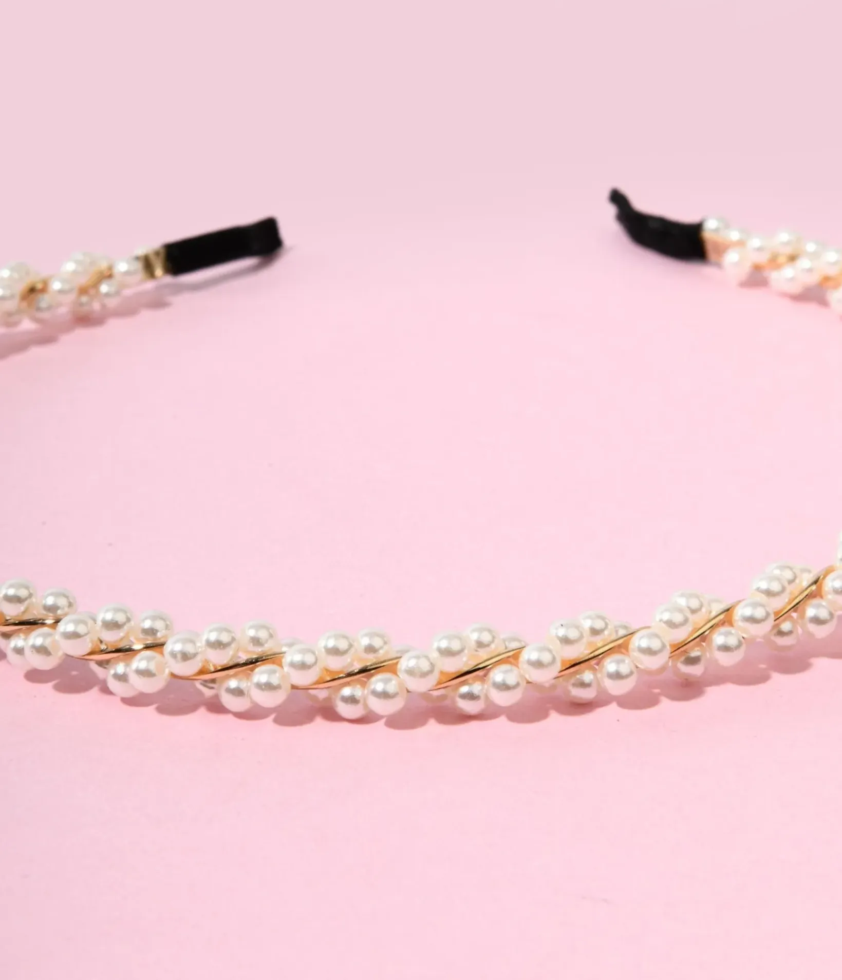 Unique Vintage Special Occasion|Prom Accessories>Gold & Faux Pearl Twisted Vine Thin Headband