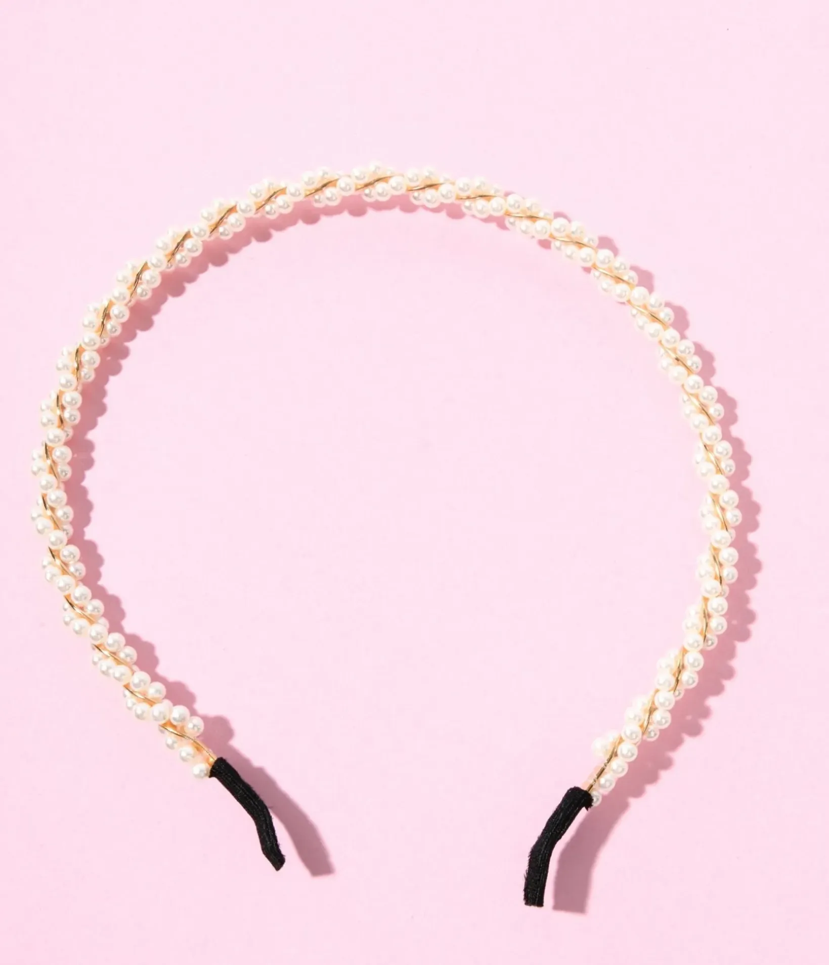 Unique Vintage Special Occasion|Prom Accessories>Gold & Faux Pearl Twisted Vine Thin Headband