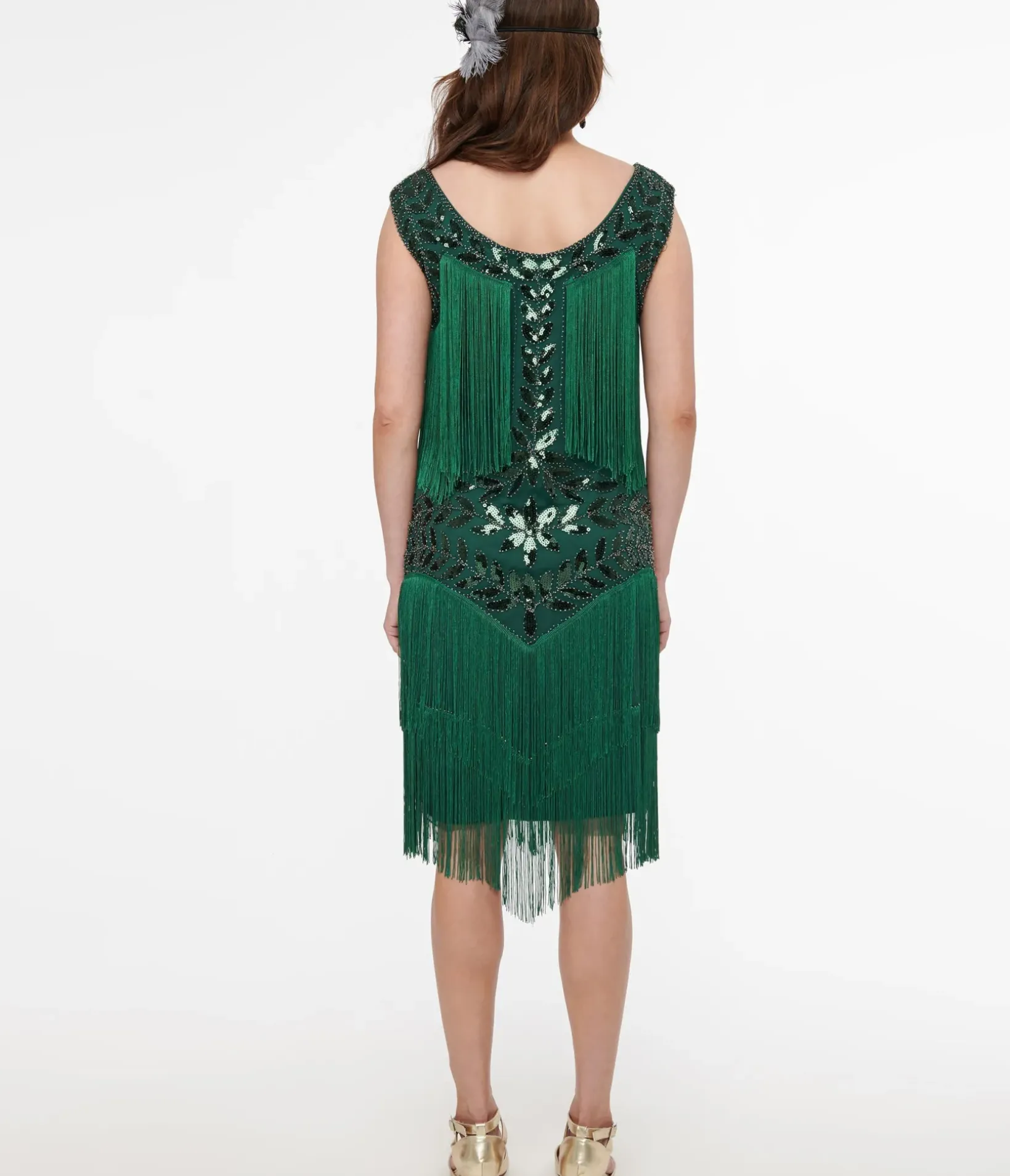 Unique Vintage Everyday Dresses|Special Occasion>Green Beaded Fringe Flapper Dress