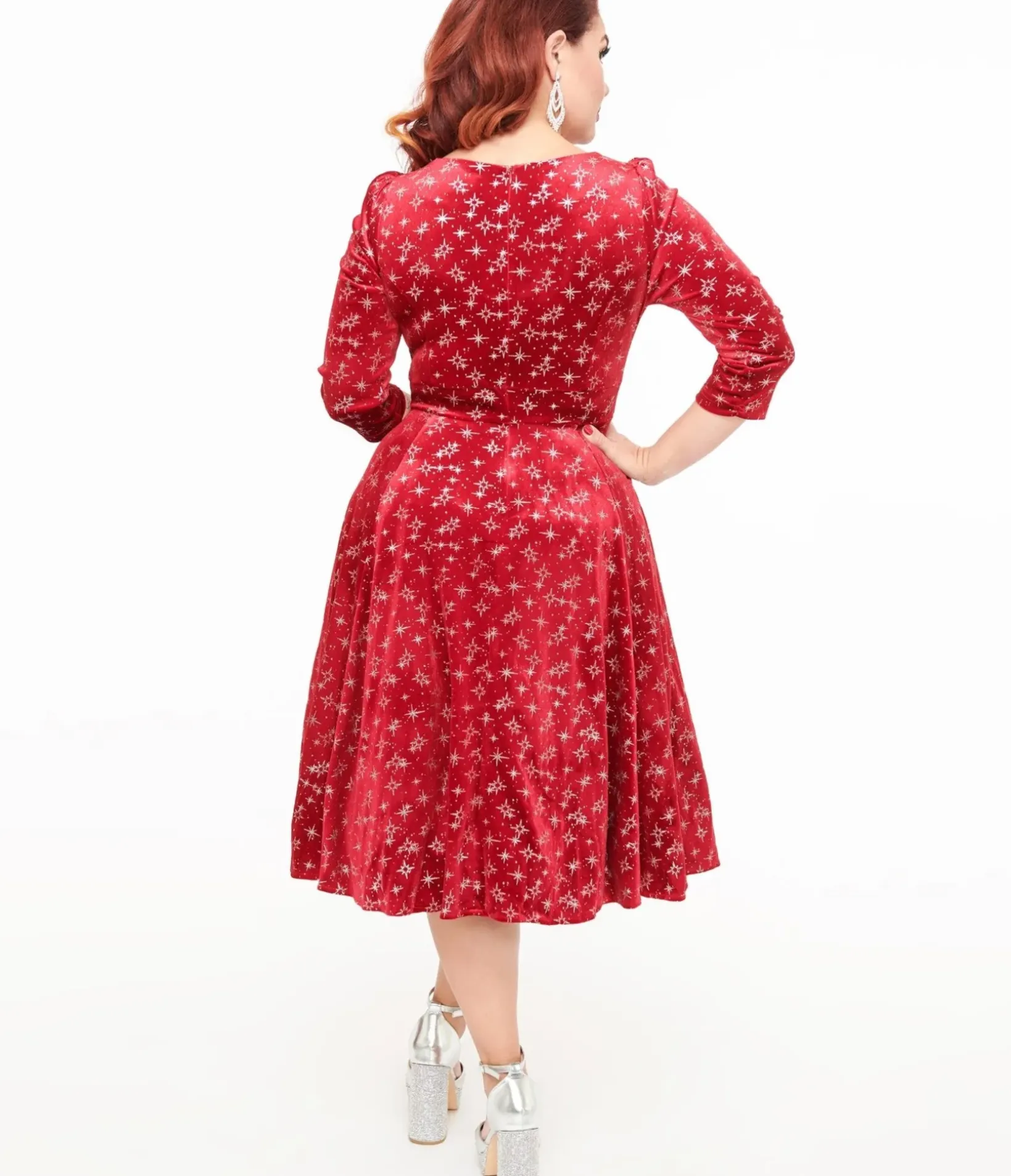 Unique Vintage Swing|Pocket Dresses>Hearts & Roses Burgundy Sparkle Paris Swing Dress