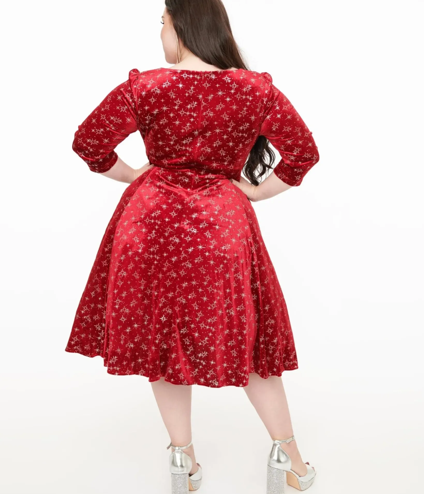 Unique Vintage Swing|Pocket Dresses>Hearts & Roses Plus Size Burgundy Sparkle Paris Swing Dress