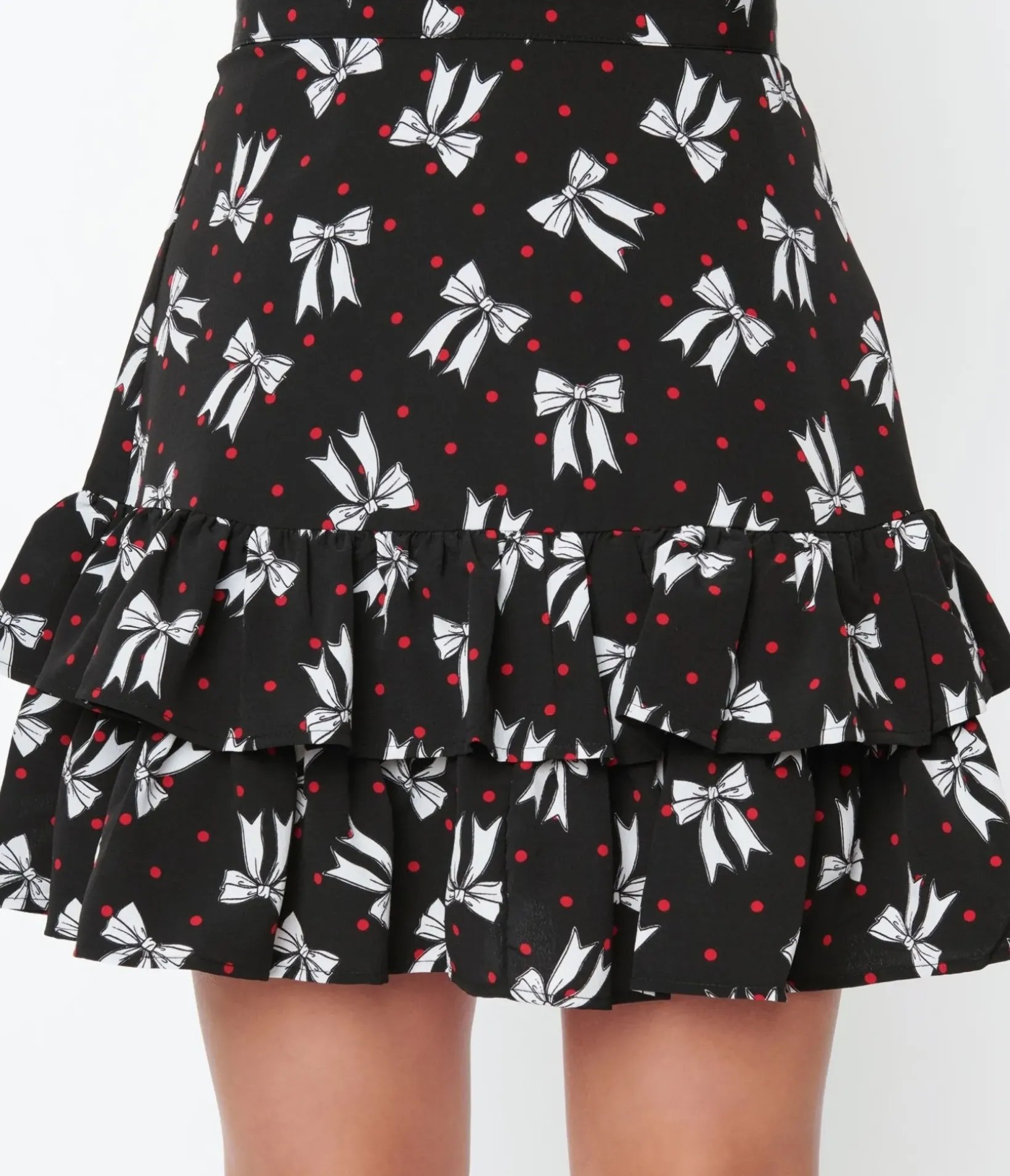Unique Vintage Skirts|Skirts>Hell Bunny Black Bow & Dots Bobbie Skirt
