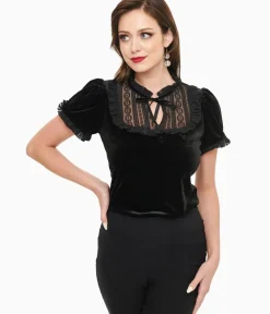 Unique Vintage All Things Black|Work Wear>Hell Bunny Black Mourning Top