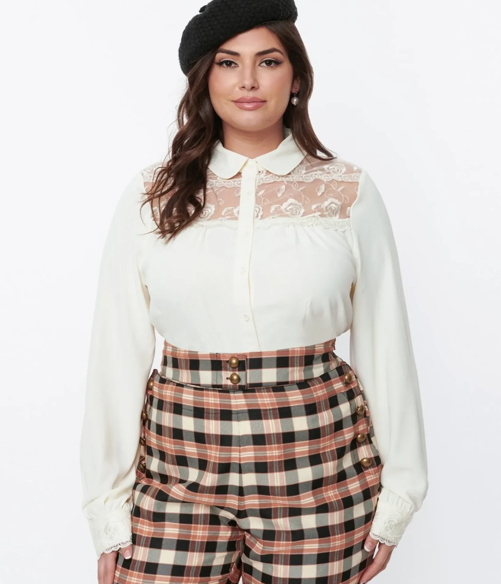 Unique Vintage Blouses|Blouses>Hell Bunny Ivory Lucille Blouse