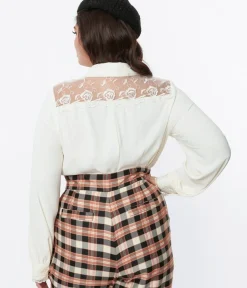 Unique Vintage Blouses|Blouses>Hell Bunny Ivory Lucille Blouse