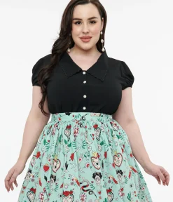 Unique Vintage Blouses|All Things Black>Hell Bunny Plus Size 1950s Black Maddy Blouse