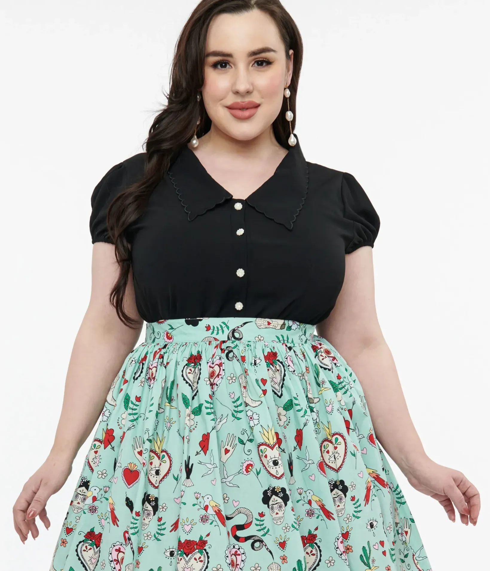 Unique Vintage Blouses|All Things Black>Hell Bunny Plus Size 1950s Black Maddy Blouse