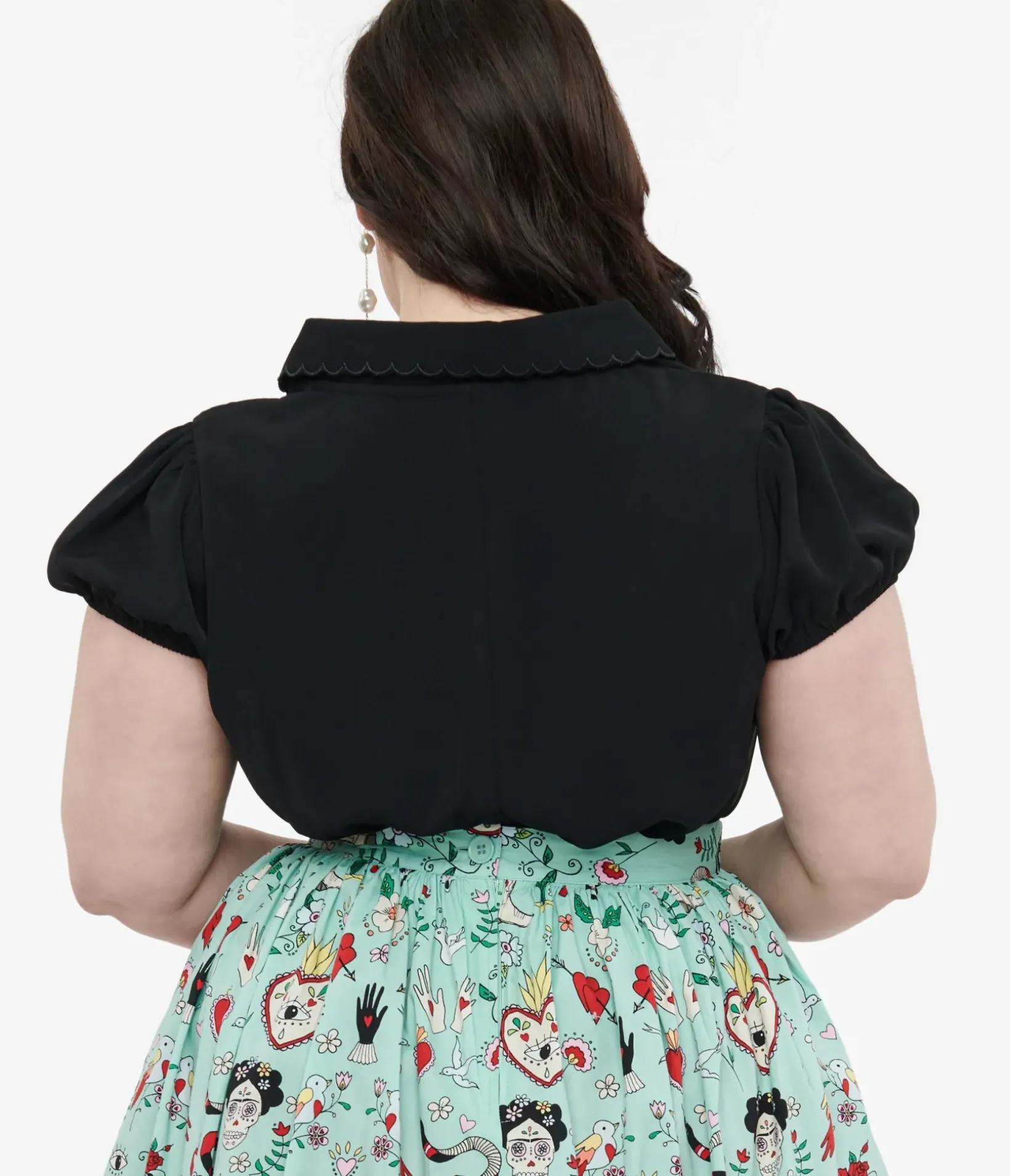 Unique Vintage Blouses|All Things Black>Hell Bunny Plus Size 1950s Black Maddy Blouse