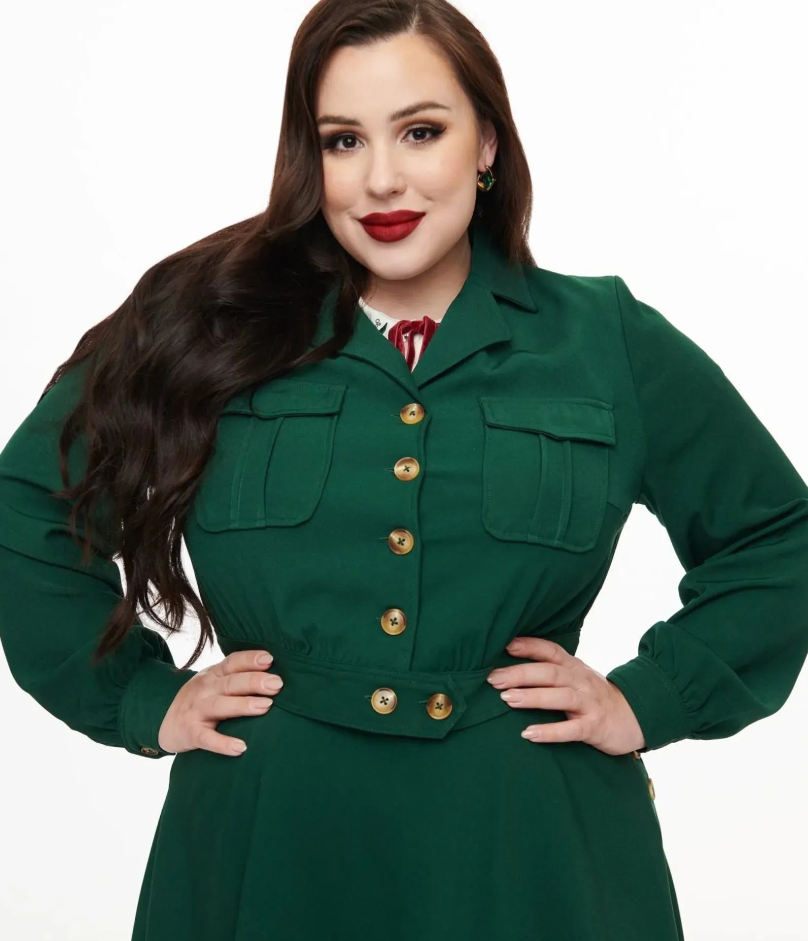 Unique Vintage Jackets|Coats & Jackets>Hell Bunny Plus Size 1970s Forest Green Ravenswood Jacket
