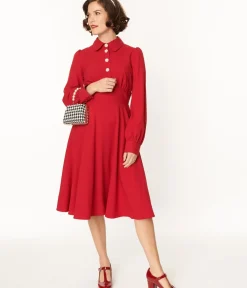 Unique Vintage Swing|Swing>Hell Bunny Red Mia Swing Dress