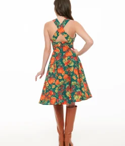 Unique Vintage Swing|Pocket Dresses>Hell Bunny 1950s Autumn Pinafore Swing Dress