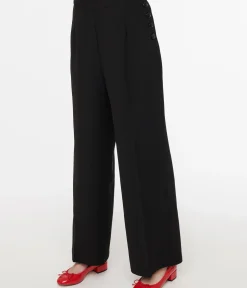 Unique Vintage Pants|All Things Black>Hell Bunny 1940s Black Ginger Trousers