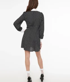 Unique Vintage Everyday Dresses>Hell Bunny 1960s Black & White Polka Dot Naomi Mini Dress