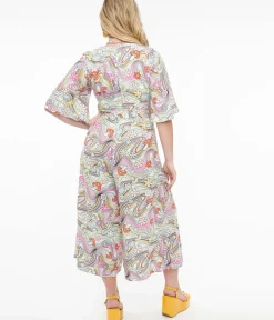 Unique Vintage Rompers & Jumpsuits>Hell Bunny 1960s Pastel Rainbow Hazy Daze Floral Jumpsuit